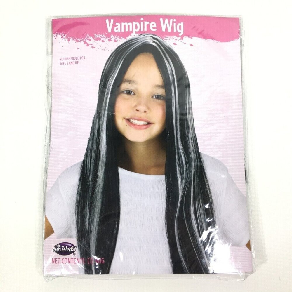 Fun World Vampire Wig Black White One Size Ages 8+